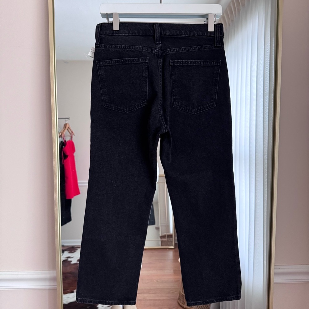 GAP Washed Black Denim 90’s Straight Cropped High Rise Jeans Size 27/4 PETITE - Picture 6 of 9